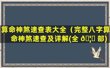 算命神煞速查表大全（完整八字算命神煞速查及详解(全 🦋 部)）